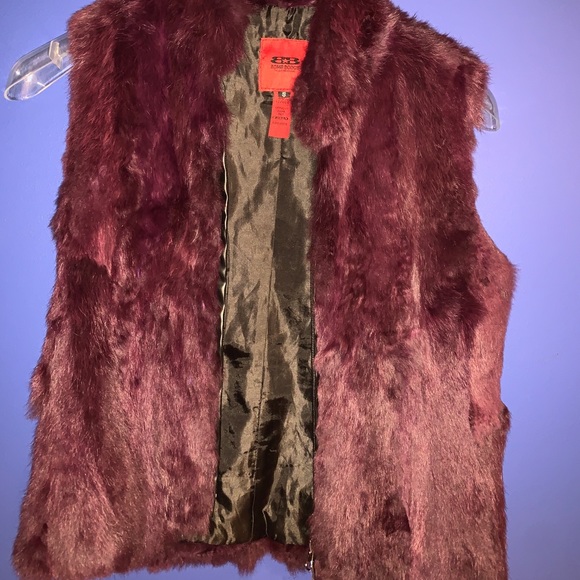 Purple fur vest real leather - Picture 2 of 9